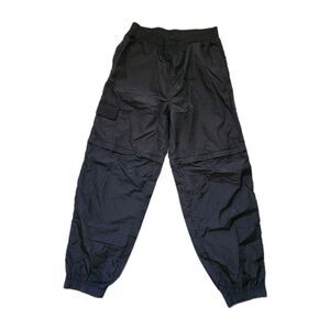 All Things Golden Black Nylon Cargo Jogger Pants Womens L Streetwear Utility EUC
